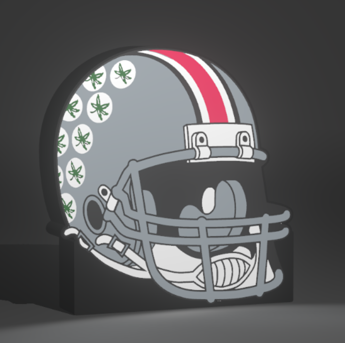 OSU Helmet Angled LED light box – custom 3D printed – Lit Layer Creations